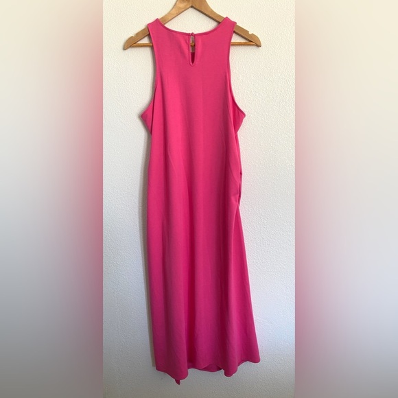A new day pink sleeveless tank ruched ponte midi front slit dress - Picture 8 of 10
